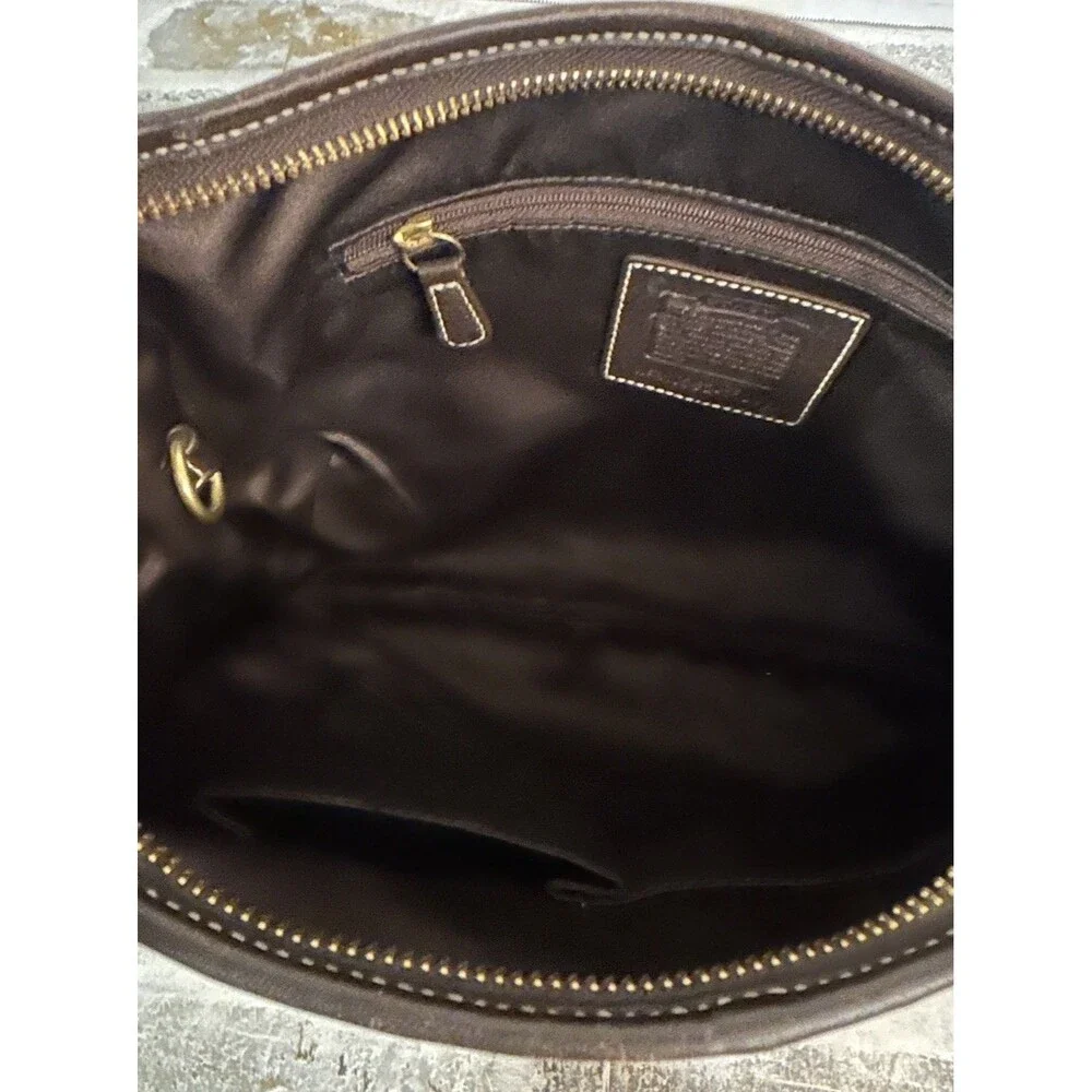 Vintage Coach Signature Ergo Hobo Shoulder Bag Brown Jacquard Canvas & Leather